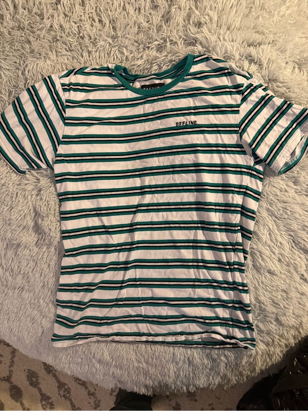 PacSun White Tee with Green and Black Stripes